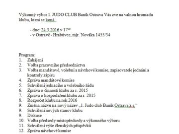 Pozvánka na valnou hromadu.