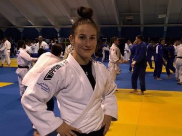 Kristýna Polášková při premiéře na evropském seniorském tatami