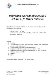 Pozvánka na řádnou členskou schůzi 1. JC Baník Ostrava